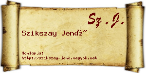 Szikszay Jenő névjegykártya