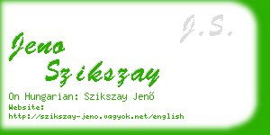 jeno szikszay business card