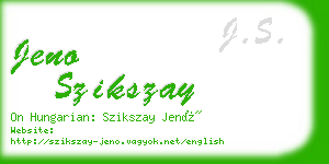 jeno szikszay business card